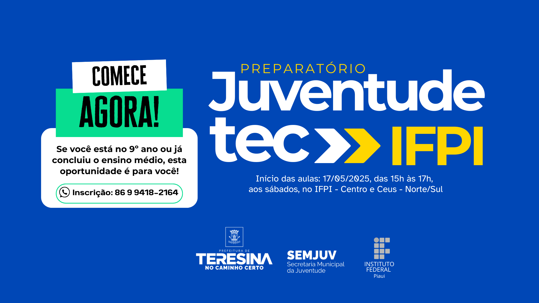 IFPI e Prefeitura oferecem curso preparat�rio gratuito para jovens de Teresina