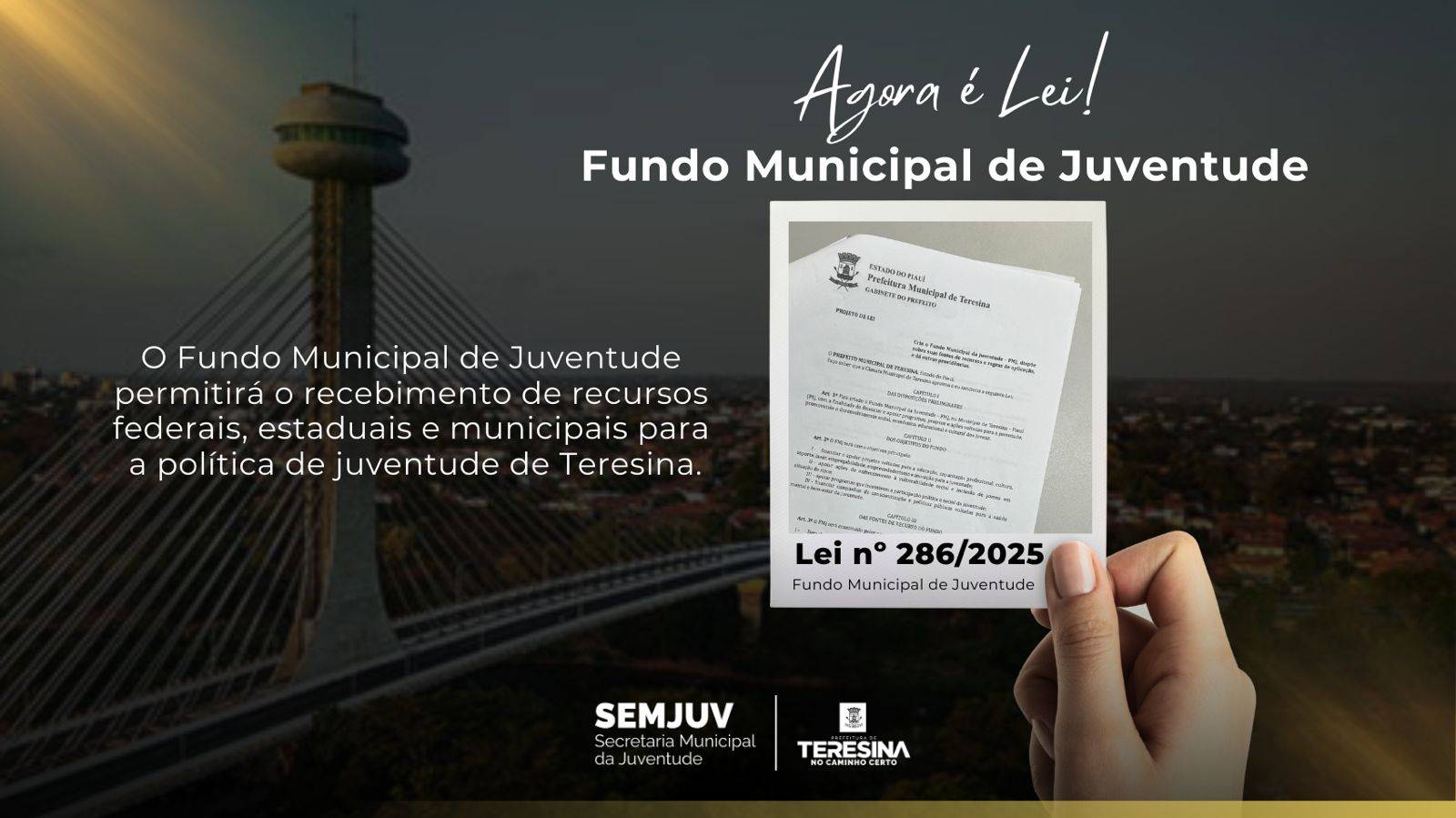 Criado o Fundo Municipal da Juventude de Teresina